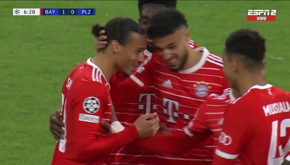 Leroy Sané puso el 1-0 de Bayern vs. Viktoria Plzen. (Foto: captura ESPN)