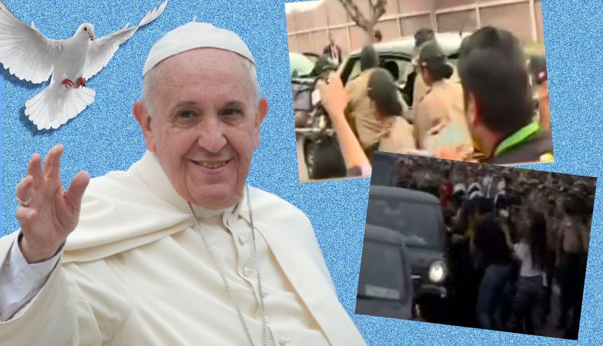 Varios periodistas burlaron el cordón policial que cuidaba al papa Francisco. (Composición: Trome.pe / Fotos: Captura)