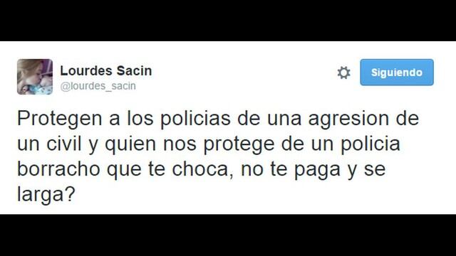 A través de su cuenta de Twitter, Lourdes Sacín denunció que un policía en estado de ebriedad impactó contra su vehículo.  (Imagen: Twitter)