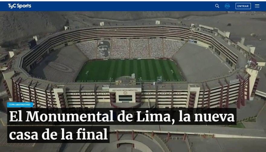 La reacción de los medios internacionales tras al anuncio de Lima como sede de la final de la Copa Libertadores 2019.
