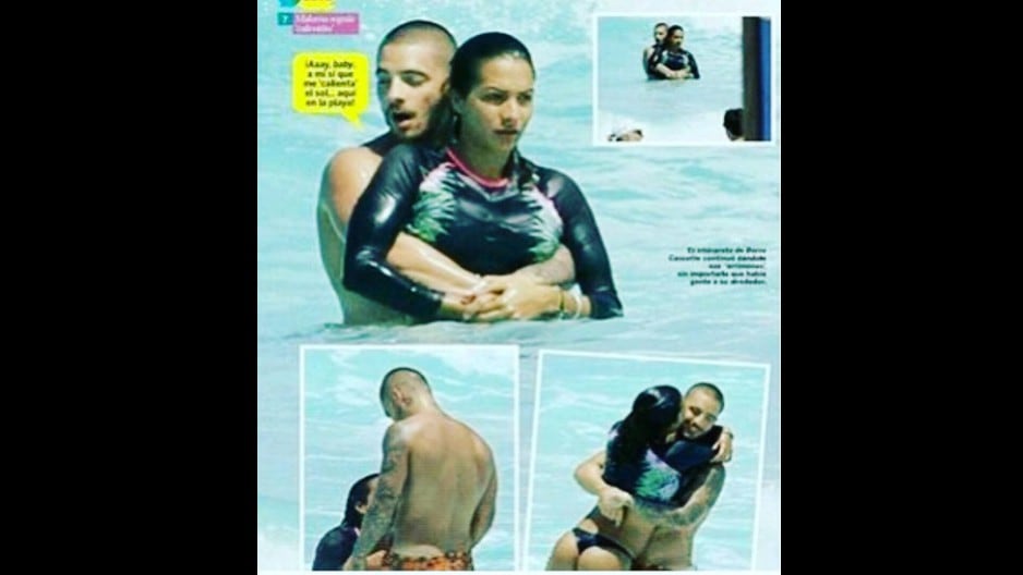 Maluma se muestra muy ardiente con su sexy compañera Yeinly Castro en las playas de Cancún. (Fotos: Revista Nueva)